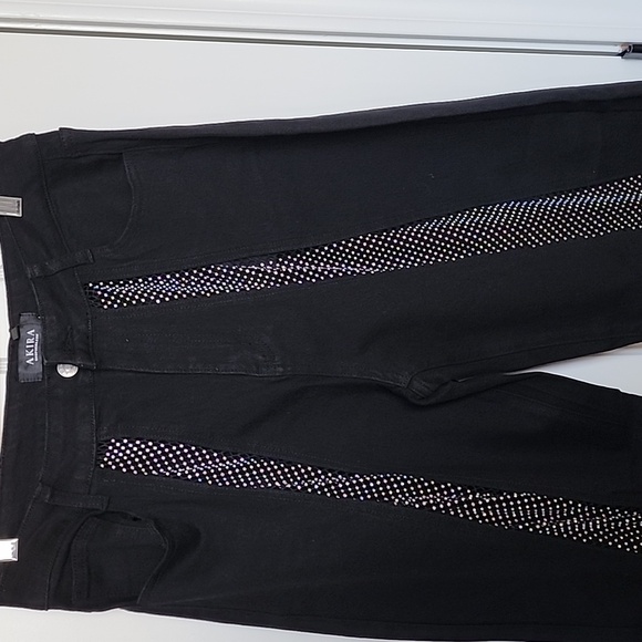 Akira SOMETHING DIFFERENT RELAXED DENIM WITH RHINESTONE MESH - L - Picture 3 of 7